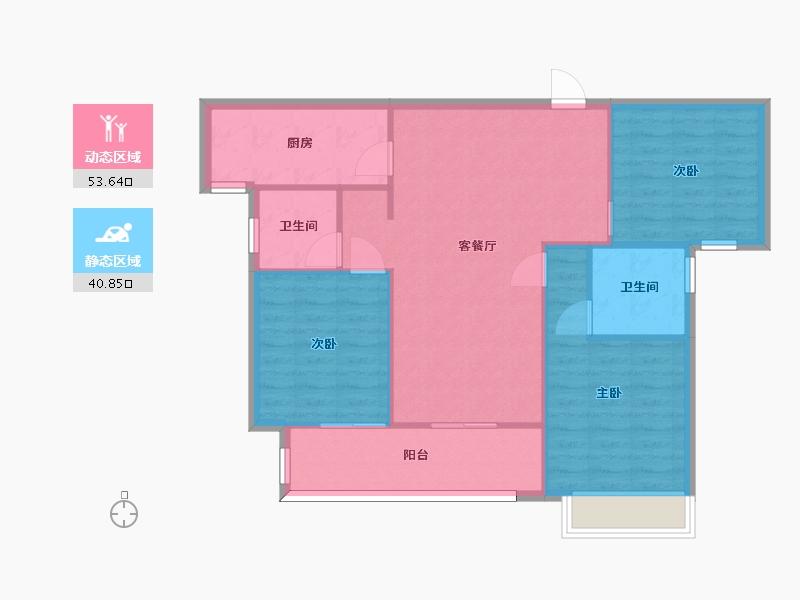 湖南省-长沙市-新城和樾115㎡-86.29-户型库-动静分区