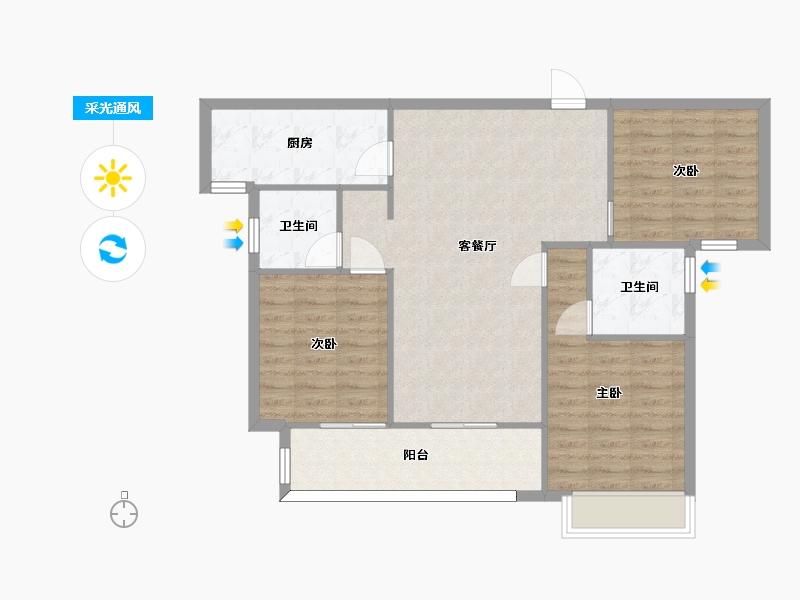 湖南省-长沙市-新城和樾115㎡-86.29-户型库-采光通风