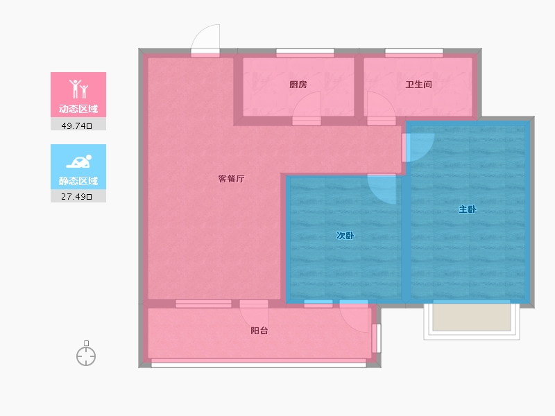 山东省-青岛市-紫悦璟园C1户型建面85㎡-68.00-户型库-动静分区