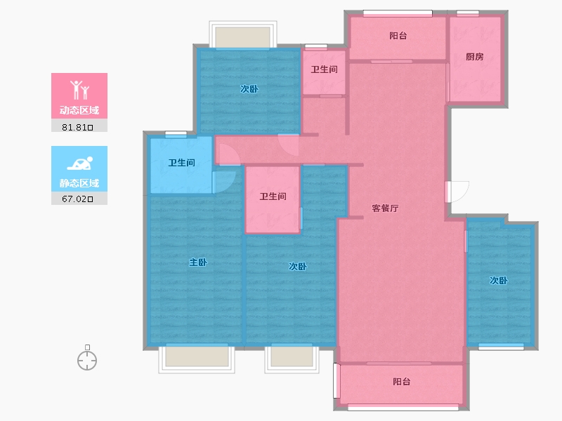 湖南省-长沙市-美的梧桐庄园C1栋户型171m²-136.50-户型库-动静分区