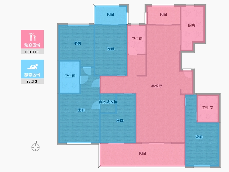 湖南省-长沙市-美的梧桐庄园6栋9栋D1户型205m²-179.01-户型库-动静分区