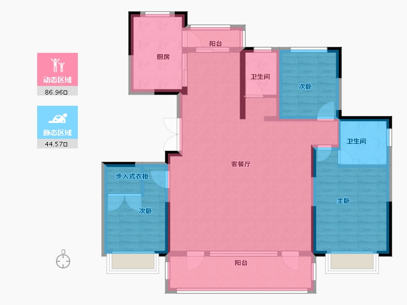 山东省-青岛市-平度御园新城A户型建面148㎡-118.40-户型库-动静分区