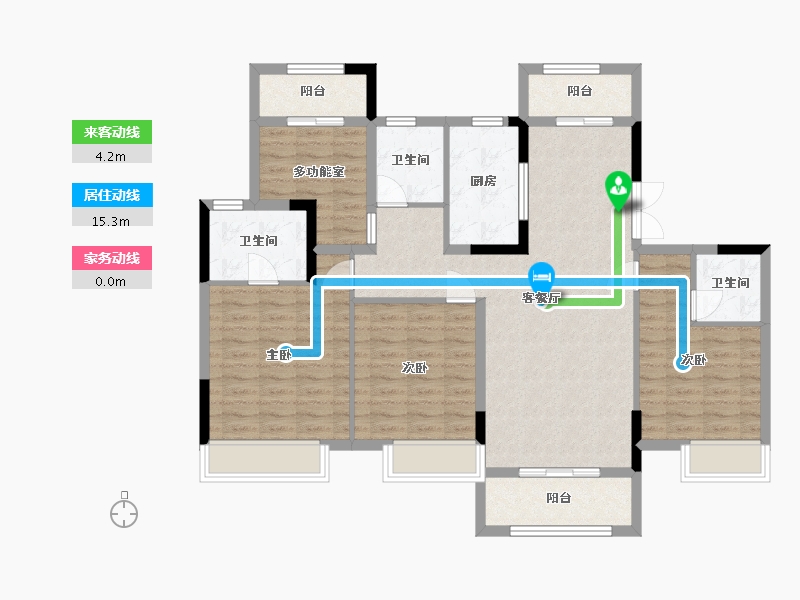 湖南省-长沙市-恒泰湘壹府3A，9号楼140m²-112.01-户型库-动静线