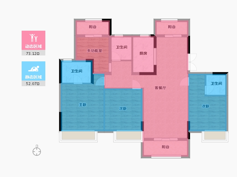 湖南省-长沙市-恒泰湘壹府3A，9号楼140m²-112.01-户型库-动静分区