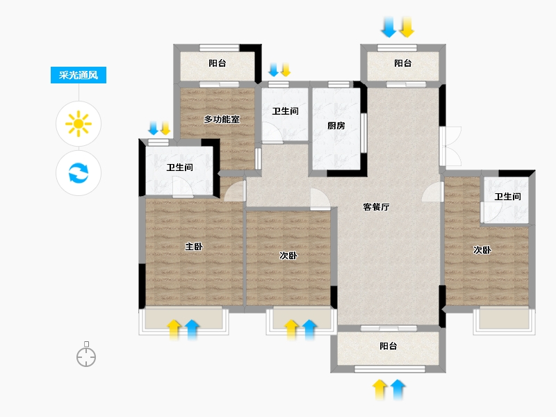 湖南省-长沙市-恒泰湘壹府3A，9号楼140m²-112.01-户型库-采光通风