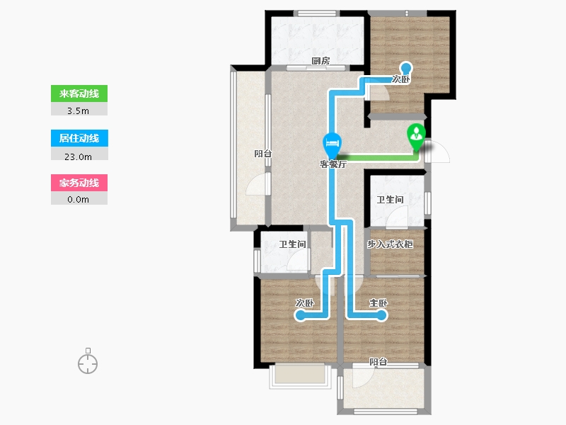 山东省-青岛市-平度御园新城C户型建面125㎡-100.01-户型库-动静线