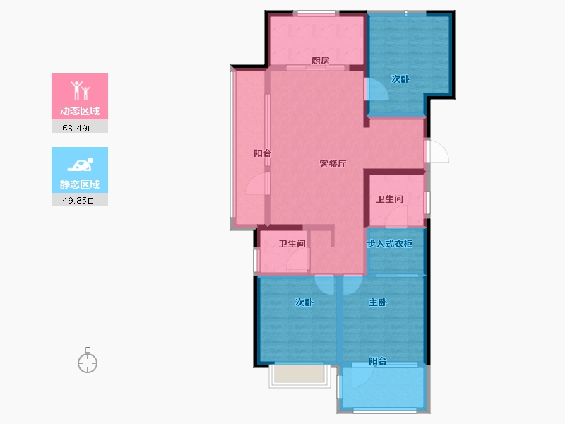 山东省-青岛市-平度御园新城C户型建面125㎡-100.01-户型库-动静分区