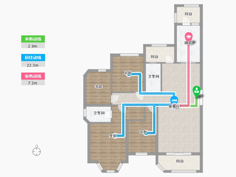 湖南省-长沙市-富兴时代御城1B栋163m²-116.10-户型库-动静线