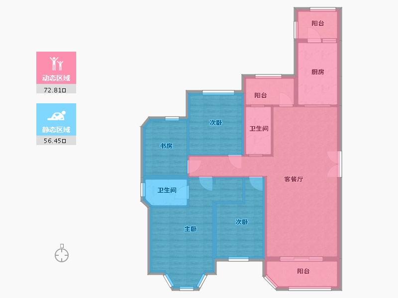 湖南省-长沙市-富兴时代御城1B栋163m²-116.10-户型库-动静分区