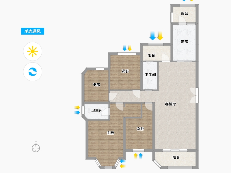 湖南省-长沙市-富兴时代御城1B栋163m²-116.10-户型库-采光通风