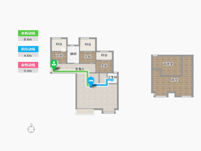 湖南省-长沙市-金科景朝集美星宸11,9,6号栋A1户型120m²-121.47-户型库-动静线