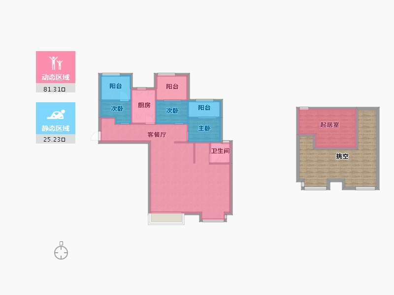 湖南省-长沙市-金科景朝集美星宸11,9,6号栋A1户型120m²-121.47-户型库-动静分区