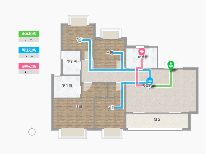 湖南省-长沙市-东原麓印长江A2,A3,A4栋140m²-112.00-户型库-动静线