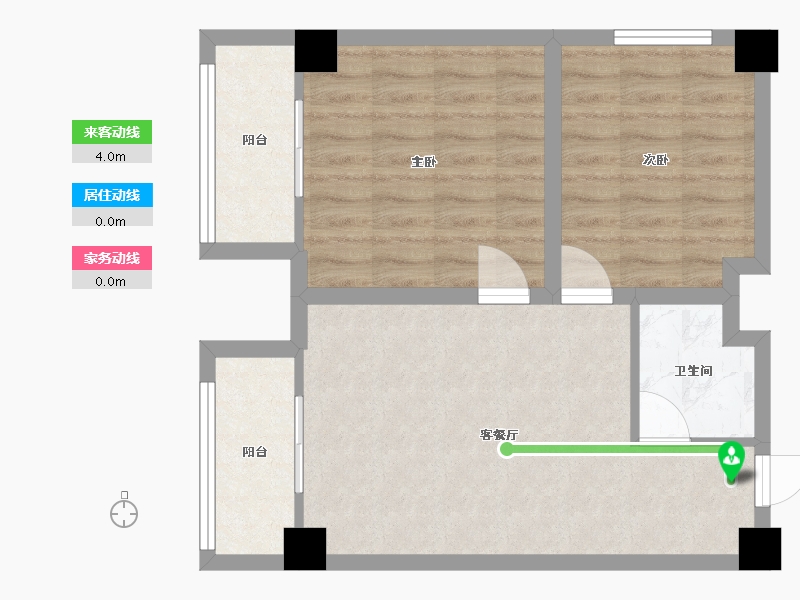 湖南省-长沙市-鑫远悦时代1号楼,1栋A8户型01房75m²-60.11-户型库-动静线