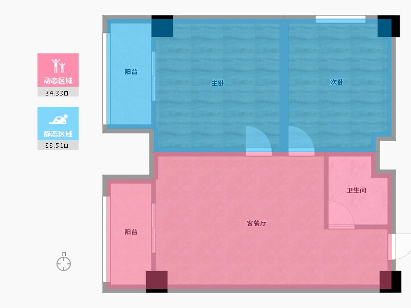 湖南省-长沙市-鑫远悦时代1号楼,1栋A8户型01房75m²-60.11-户型库-动静分区