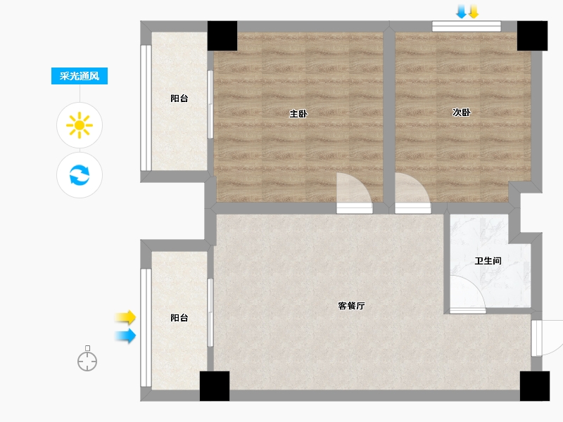 湖南省-长沙市-鑫远悦时代1号楼,1栋A8户型01房75m²-60.11-户型库-采光通风