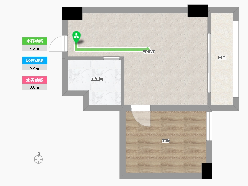 湖南省-长沙市-鑫远悦时代1号楼,1栋A3户型07房44m²-34.79-户型库-动静线