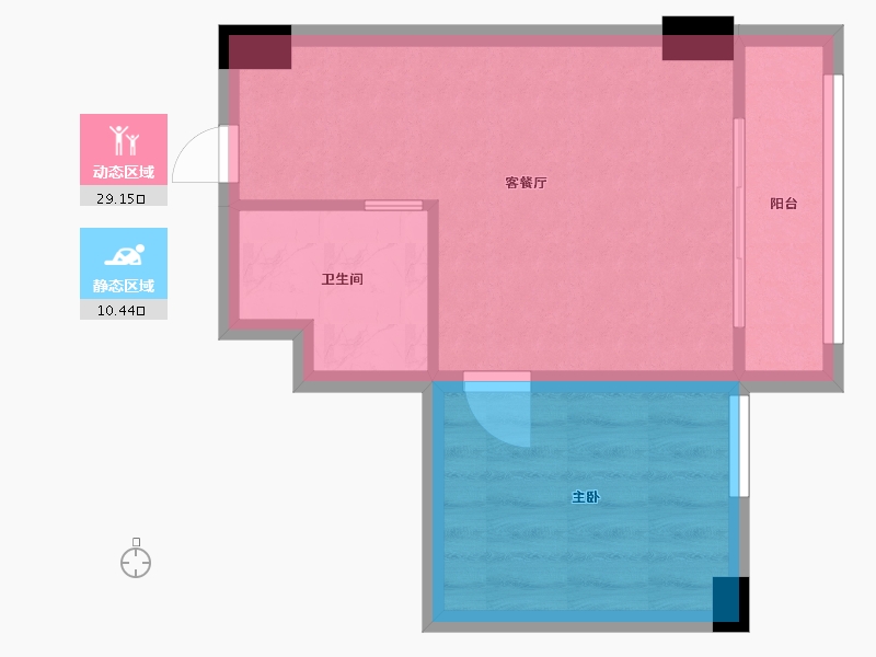 湖南省-长沙市-鑫远悦时代1号楼,1栋A3户型07房44m²-34.79-户型库-动静分区