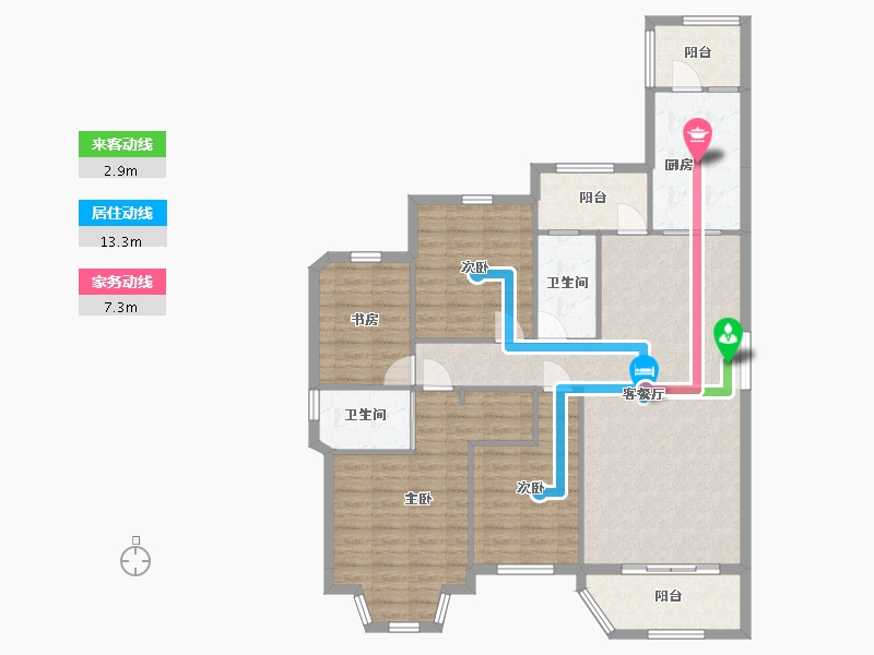 湖南省-长沙市-富兴时代御城1B栋164m²-118.00-户型库-动静线