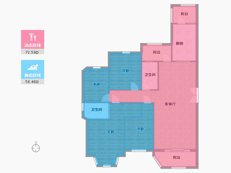 湖南省-长沙市-富兴时代御城1B栋164m²-118.00-户型库-动静分区