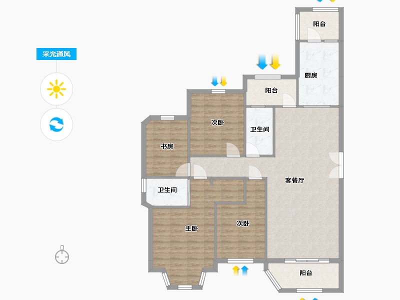 湖南省-长沙市-富兴时代御城1B栋164m²-118.00-户型库-采光通风