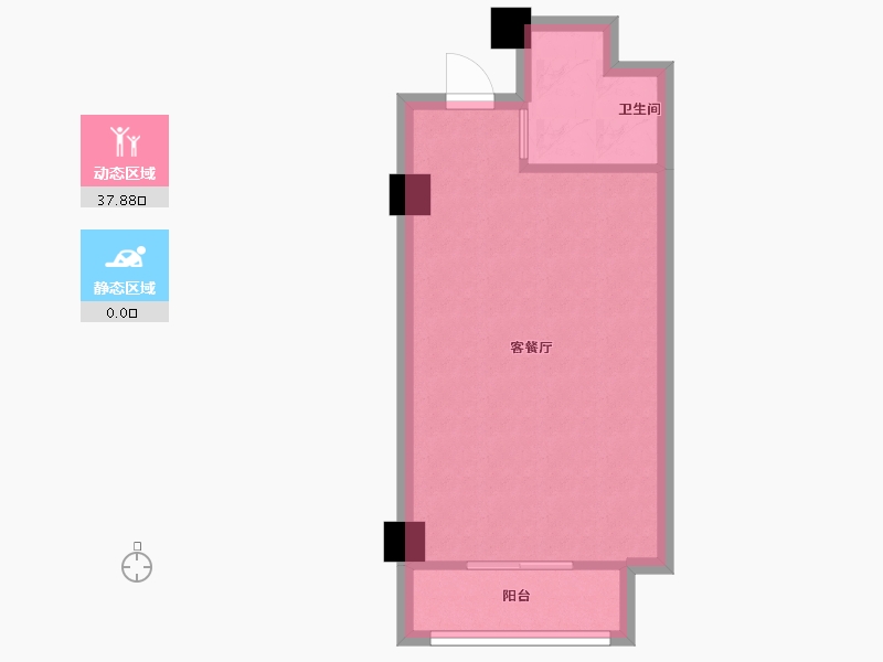 湖南省-长沙市-鑫远悦时代2号楼,2栋A4户型15房42m²-33.98-户型库-动静分区