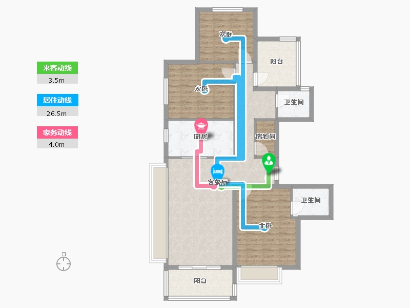 湖南省-长沙市-保利堂悦5,4,1栋F户型141m²-101.18-户型库-动静线