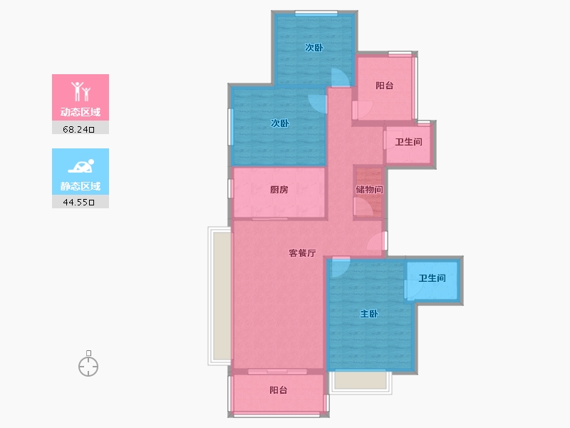 湖南省-长沙市-保利堂悦5,4,1栋F户型141m²-101.18-户型库-动静分区