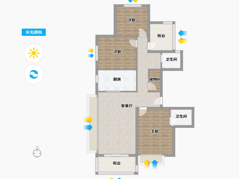 湖南省-长沙市-保利堂悦5,4,1栋F户型141m²-101.18-户型库-采光通风