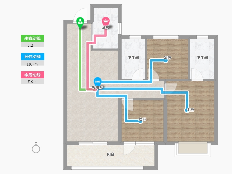 湖南省-长沙市-东原麓印长江A1,A8,A7栋107m²-85.59-户型库-动静线