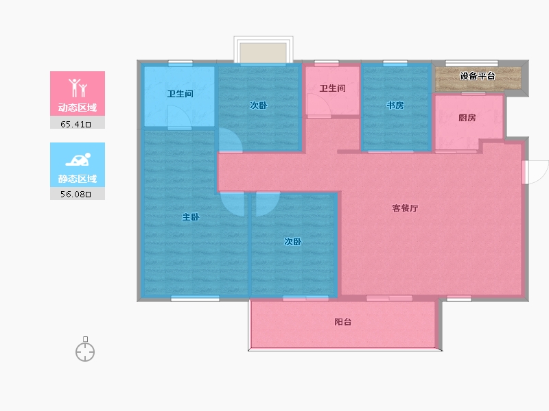 湖南省-长沙市-万境潇湘3栋B1户型139m²-114.08-户型库-动静分区