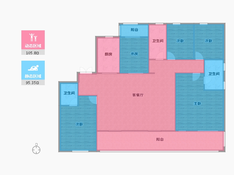 湖南省-长沙市-万境潇湘1栋B户型235m²-188.00-户型库-动静分区