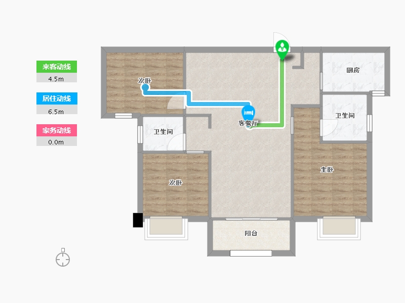 湖南省-长沙市-金地中交麓谷香颂4，5，6，1号楼F户型114m²-86.95-户型库-动静线