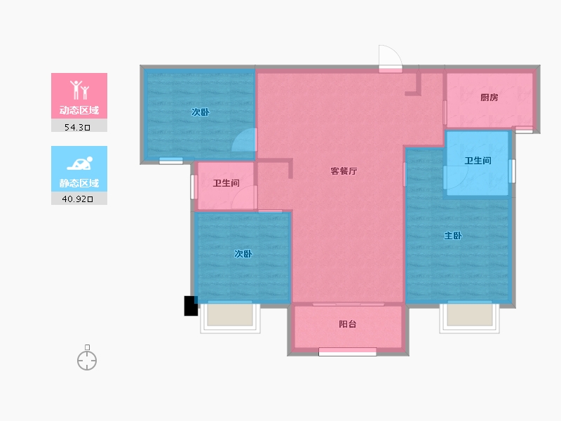 湖南省-长沙市-金地中交麓谷香颂4，5，6，1号楼F户型114m²-86.95-户型库-动静分区