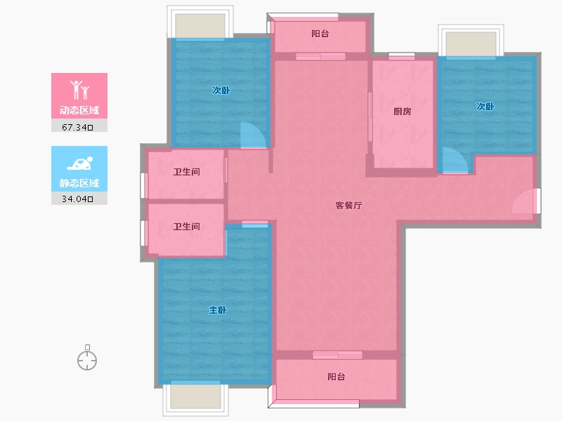 湖南省-长沙市-金地中交麓谷香颂3号楼A户型122m²-90.23-户型库-动静分区