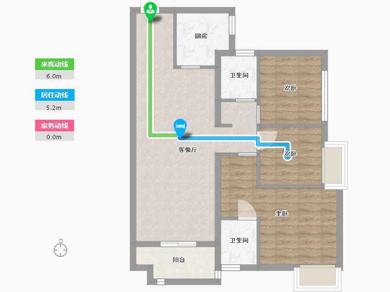 湖南省-长沙市-清控尖山湖19栋A户型93m²-74.12-户型库-动静线