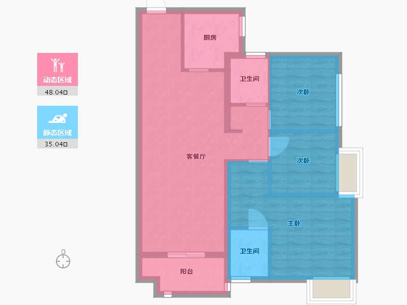 湖南省-长沙市-清控尖山湖19栋A户型93m²-74.12-户型库-动静分区