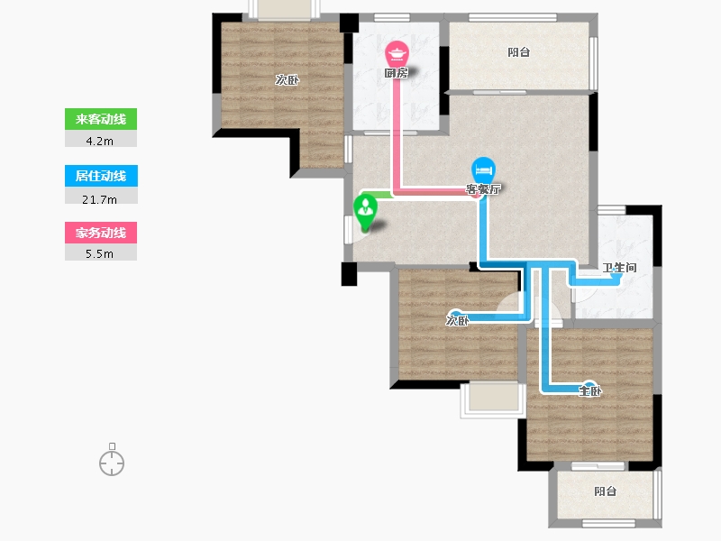 湖南省-长沙市-九龙领仕汇36号楼41-A户型110m²-91.90-户型库-动静线