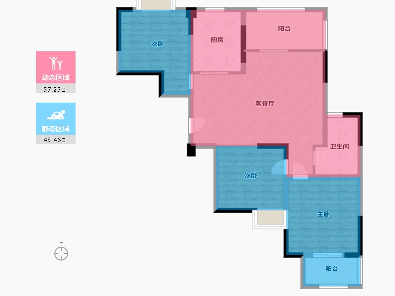 湖南省-长沙市-九龙领仕汇36号楼41-A户型110m²-91.90-户型库-动静分区