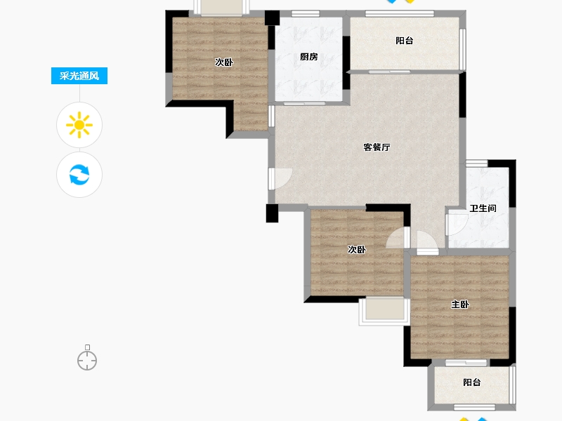 湖南省-长沙市-九龙领仕汇36号楼41-A户型110m²-91.90-户型库-采光通风