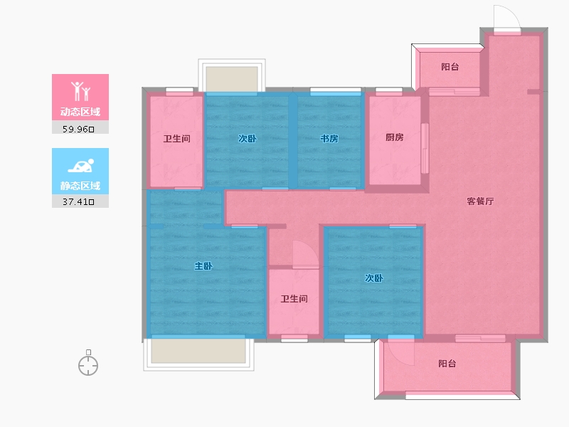 湖南省-长沙市-美的麓府3,7,10栋A户型120m²-86.48-户型库-动静分区