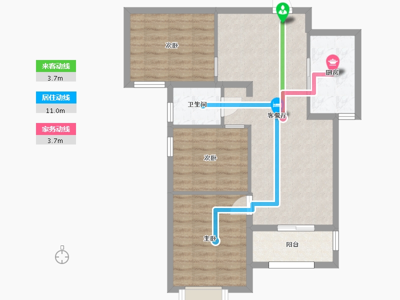 湖南省-长沙市-金地中交麓谷香颂3，1号楼C户型96m²-71.35-户型库-动静线