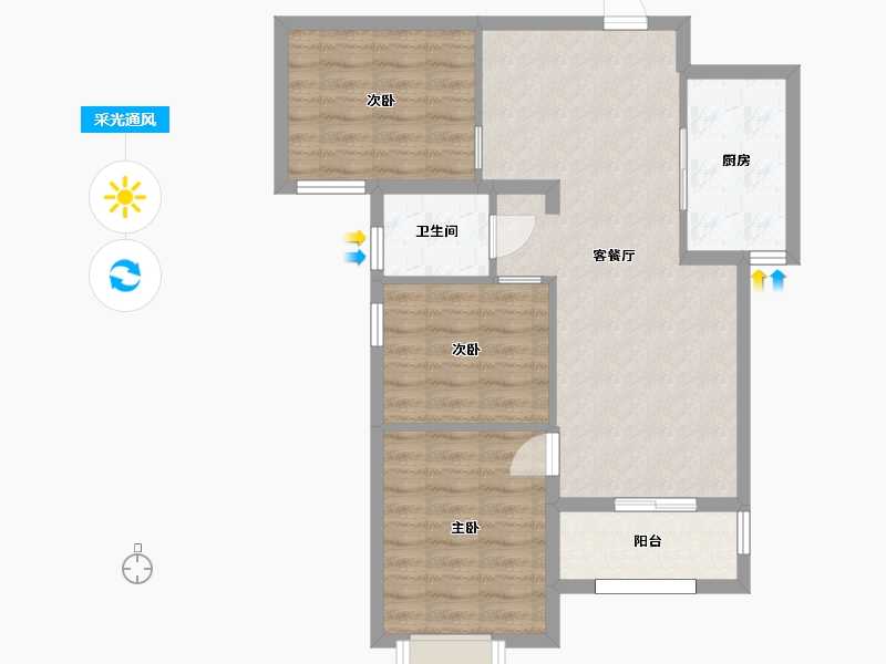 湖南省-长沙市-金地中交麓谷香颂3，1号楼C户型96m²-71.35-户型库-采光通风