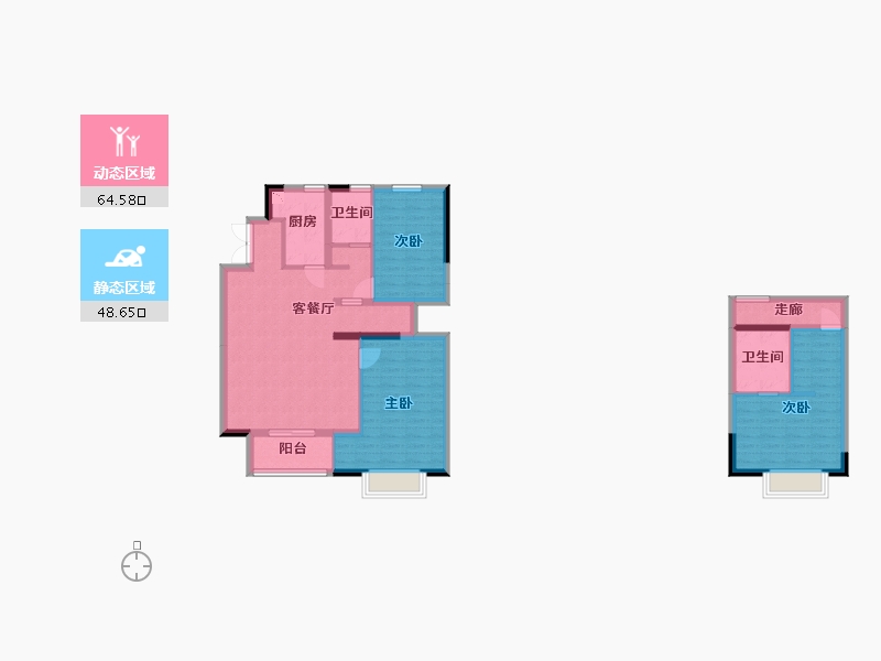 湖南省-长沙市-金辉优步花园12，15，16号楼B-1户型111m²-100.54-户型库-动静分区