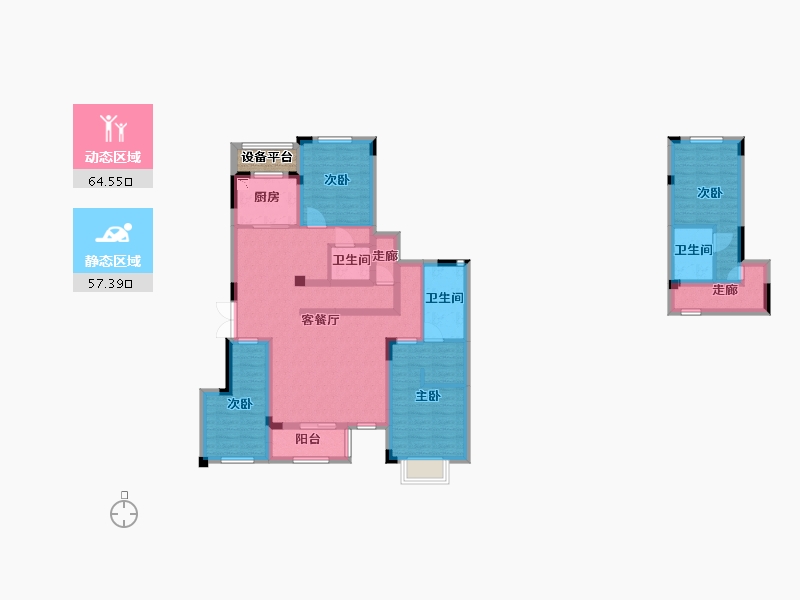 湖南省-长沙市-金辉优步花园8，9，10，11号楼D2133m²-107.84-户型库-动静分区