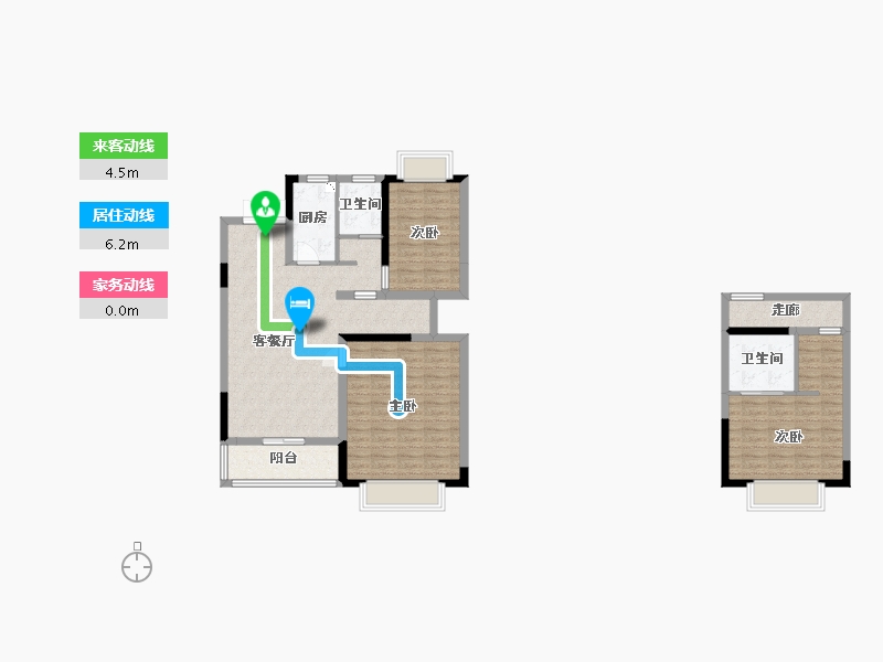 湖南省-长沙市-金辉优步花园17号楼B1-1户型116m²-101.90-户型库-动静线