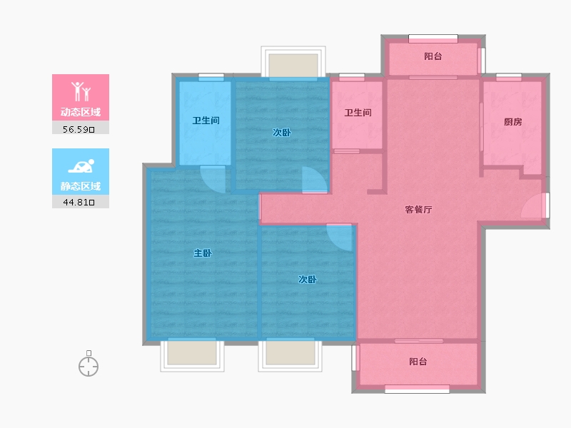 湖南省-长沙市-金地中交麓谷香颂4，6，1号楼E户型122m²-92.37-户型库-动静分区