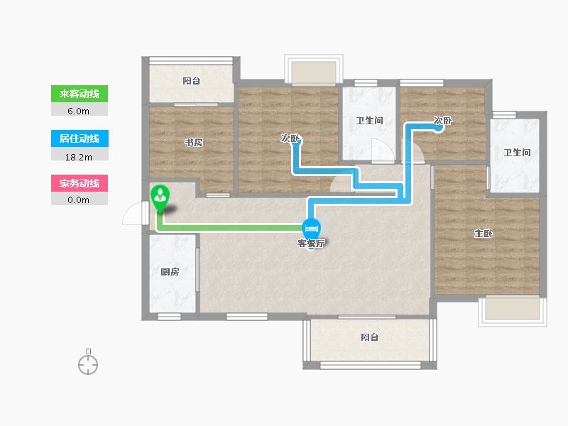 湖南省-长沙市-清控尖山湖19栋C户型124m²-99.01-户型库-动静线