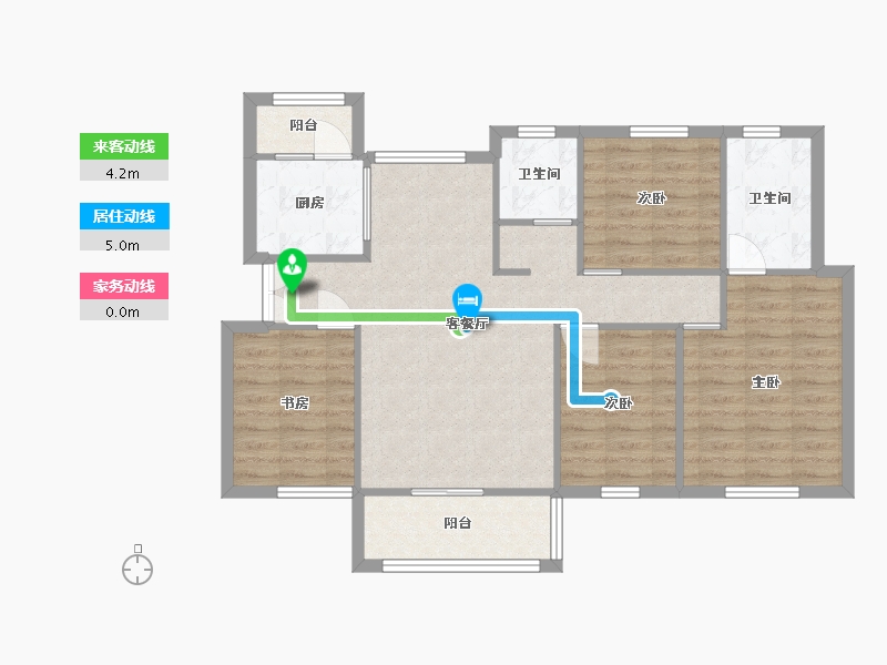 湖南省-长沙市-永实蔷薇国际13平米7，21，22号楼A户型113m²-89.63-户型库-动静线