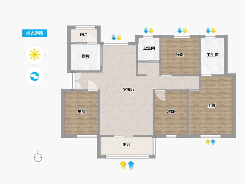 湖南省-长沙市-永实蔷薇国际13平米7，21，22号楼A户型113m²-89.63-户型库-采光通风